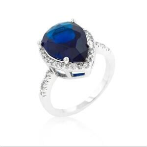 Pear Cut 7.50CT Blue & White Sapphire Cocktail Ring Size 6 New